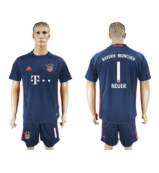 Bayern Munchen #1 Neuer Dark Blue Goalkeeper Soccer Club Jersey