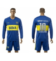 Boca Juniors #10 Carlitos Home Long Sleeves Soccer Club Jersey