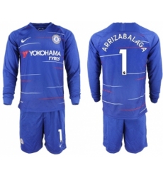 Chelsea #1 Arrizabalaga Home Long Sleeves Soccer Club Jersey