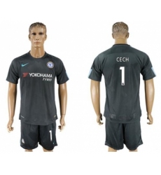 Chelsea #1 Cech Black Soccer Club Jersey