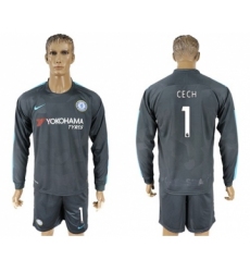 Chelsea #1 Cech Sec Away Long Sleeves Soccer Club Jersey