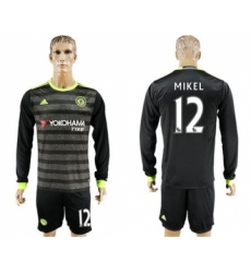 Chelsea #12 Mikel Sec Away Long Sleeves Soccer Club Jersey