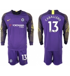 Chelsea #13 Caballero Purple Goalkeeper Long Sleeves Soccer Club Jersey