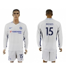 Chelsea #15 Moses Away Long Sleeves Soccer Club Jersey