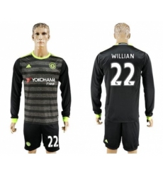 Chelsea #22 Willian Sec Away Long Sleeves Soccer Club Jersey