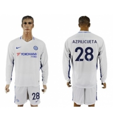 Chelsea #28 Azpilicueta Away Long Sleeves Soccer Club Jersey