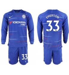 Chelsea #33 Emerson Home Long Sleeves Soccer Club Jersey