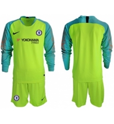 Chelsea Blank Shiny Green Goalkeeper Long Sleeves Soccer Club Jersey