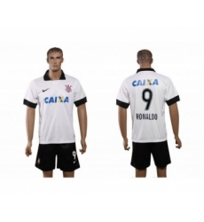 Corinthians #9 Ronaldo White Home Soccer Club Jersey
