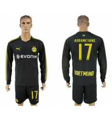Dortmund #17 Aubameyang Away Long Sleeves Soccer Club Jersey