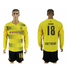 Dortmund #18 Sahin Home Long Sleeves Soccer Club Jersey
