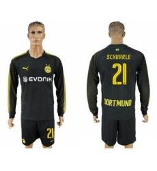 Dortmund #21 Schurrle Away Long Sleeves Soccer Club Jersey
