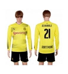 Dortmund #21 Schurrle Home Long Sleeves Soccer Club Jersey