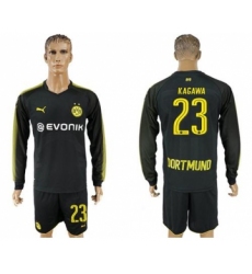Dortmund #23 Kagawa Away Long Sleeves Soccer Club Jersey