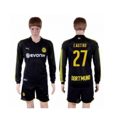 Dortmund #27 Castro Away Long Sleeves Soccer Club Jersey