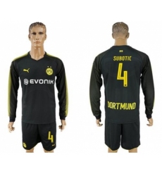 Dortmund #4 Subotic Away Long Sleeves Soccer Club Jersey