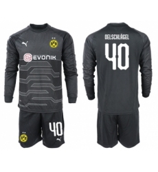 Dortmund #40 Oelschlagel Black Goalkeeper Long Sleeves Soccer Club Jersey