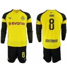 Dortmund #8 Sahin Home Long Sleeves Soccer Club Jersey