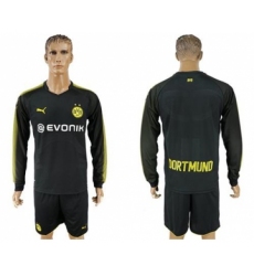 Dortmund Blank Away Long Sleeves Soccer Club Jersey