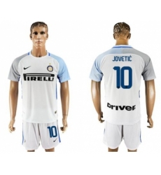 Inter Milan #10 Jovetic White Away Soccer Club Jersey