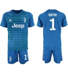 Juventus #1 Buffon Blue Goalkeeper Soccer Club Jersey