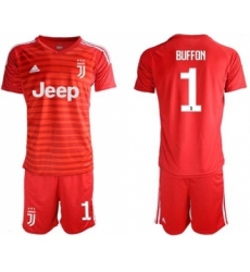 Juventus #1 Buffon Red Goalkeeper Soccer Club Jersey
