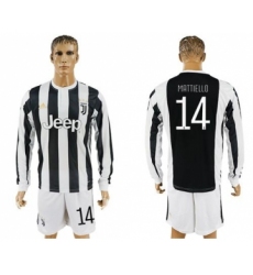 Juventus #14 Mattiello Home Long Sleeves Soccer Club Jersey