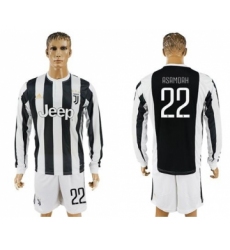 Juventus #22 Asamoah Home Long Sleeves Soccer Club Jersey