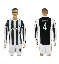 Juventus #4 Benatia Home Long Sleeves Soccer Club Jersey