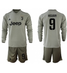 Juventus #9 Higuain Away Long Sleeves Soccer Club Jersey