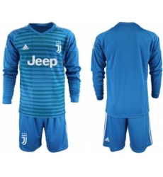 Juventus Blank Blue Goalkeeper Long Sleeves Soccer Club Jersey