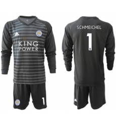 Leicester City #1 Schmeichel Black Goalkeeper Long Sleeves Soccer Club Jersey