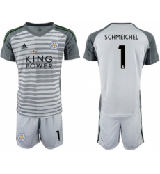 Leicester City #1 Schmeichel Grey Goalkeeper Soccer Club Jersey