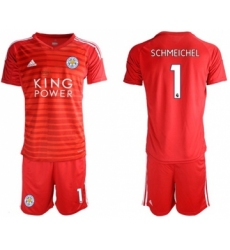 Leicester City #1 Schmeichel Red Goalkeeper Soccer Club Jersey