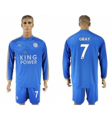 Leicester City #7 Gray Home Long Sleeves Soccer Club Jersey