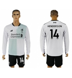 Liverpool #14 Henderson Away Long Sleeves Soccer Club Jersey