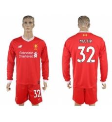 Liverpool #32 Matip Home Long Sleeves Soccer Club Jersey