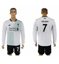 Liverpool #7 Milner Away Long Sleeves Soccer Club Jersey