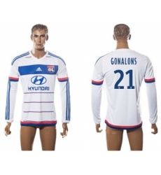 Lyon #21 Gonalons Home Long Sleeves Soccer Club Jersey