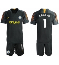 Manchester City #1 C.Bravo Black Goalkeeper Soccer Club Jersey
