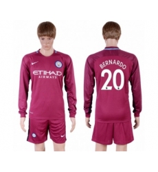 Manchester City #20 Bernardo Away Long Sleeves Soccer Club Jersey