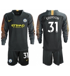 Manchester City #31 Ederson Black Goalkeeper Long Sleeves Soccer Club Jersey