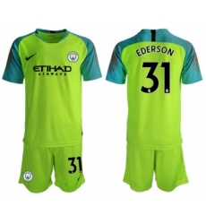 Manchester City #31 Ederson Shiny Green Goalkeeper Soccer Club Jersey