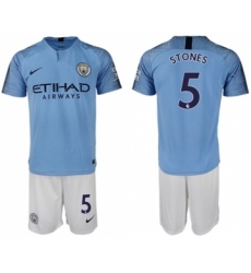 Manchester City #5 Stones Home Soccer Club Jersey