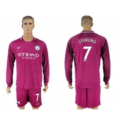 Manchester City #7 Sterling Away Long Sleeves Soccer Club Jersey