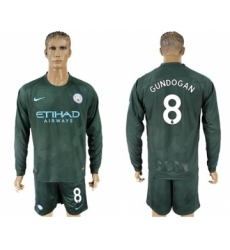 Manchester City #8 Gundogan Sec Away Long Sleeves Soccer Club Jersey