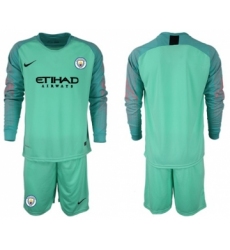 Manchester City Blank Green Goalkeeper Long Sleeves Soccer Club Jersey