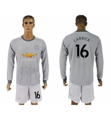 Manchester United #16 Carrick Sec Away Long Sleeves Soccer Club Jersey