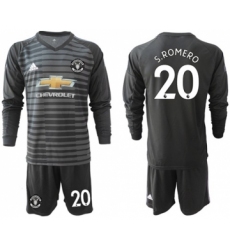 Manchester United #20 S.Romero Black Goalkeeper Long Sleeves Soccer Club Jersey