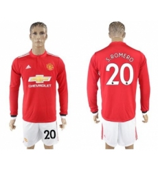 Manchester United #20 S.Romero Red Home Long Sleeves Soccer Club Jersey